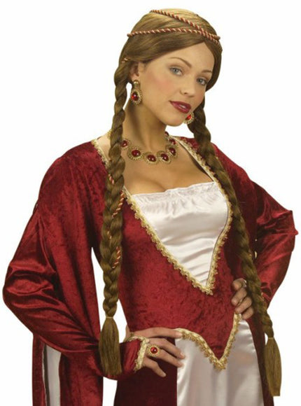 Perruque princesse brune médiévale