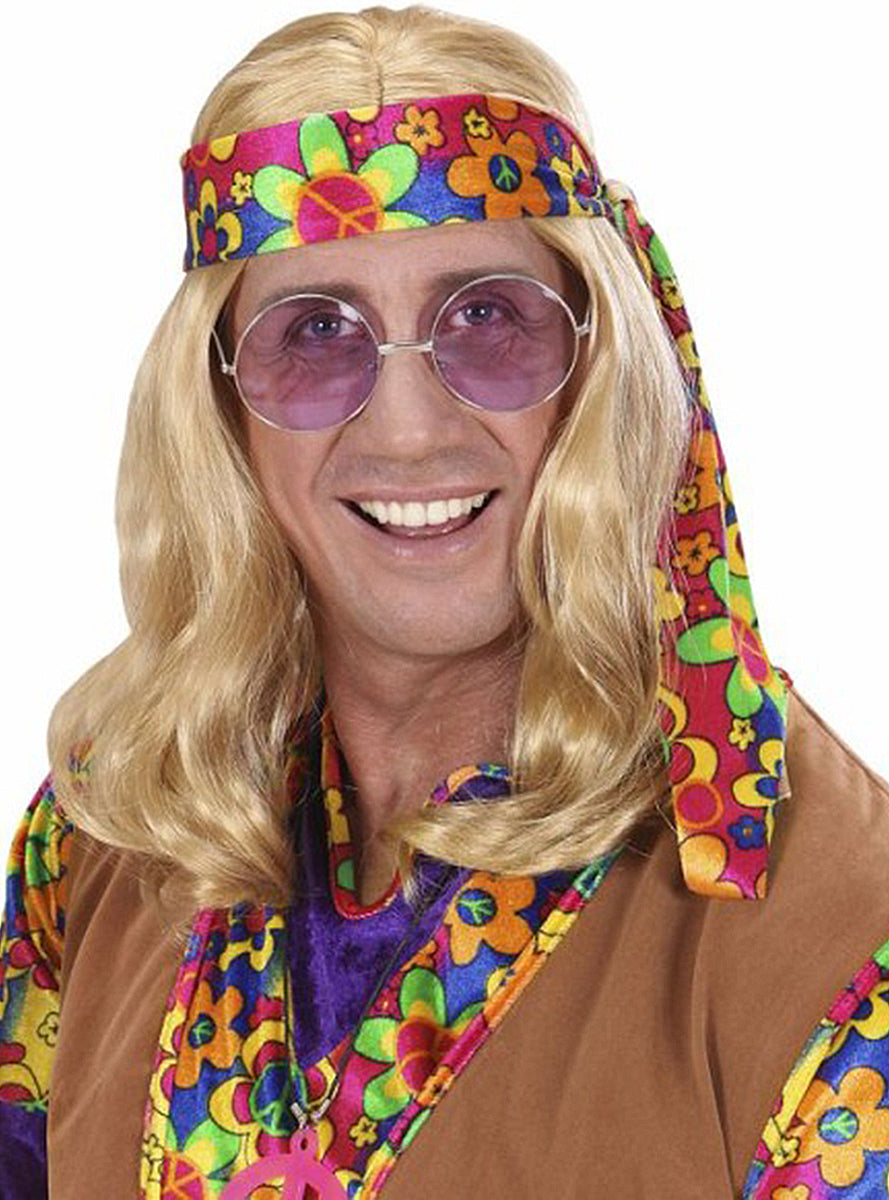 Perruque hippie blonde homme