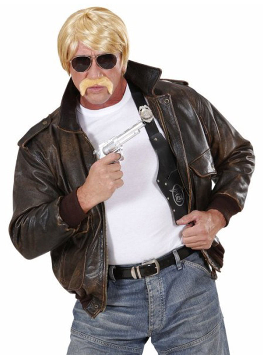 Perruque Hutch blonde avec moustache et lunettes