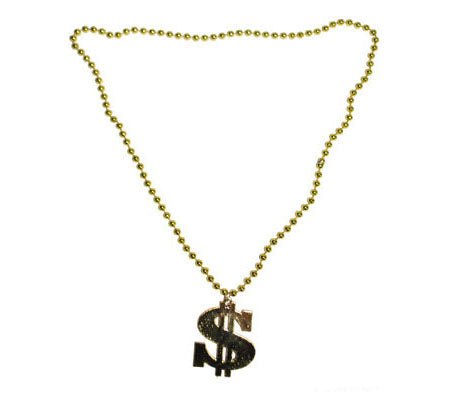 collier dollar en plastique or new