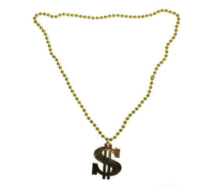 collier dollar en plastique or new