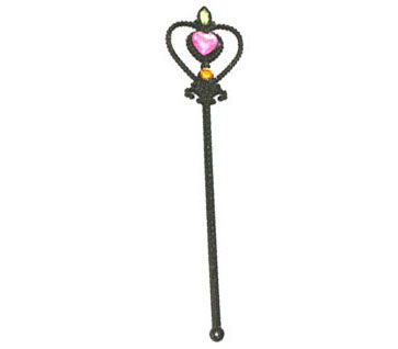baguette de fée coeur et pierres 32cm noir
