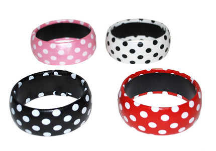 bracelet noir à pois blancs