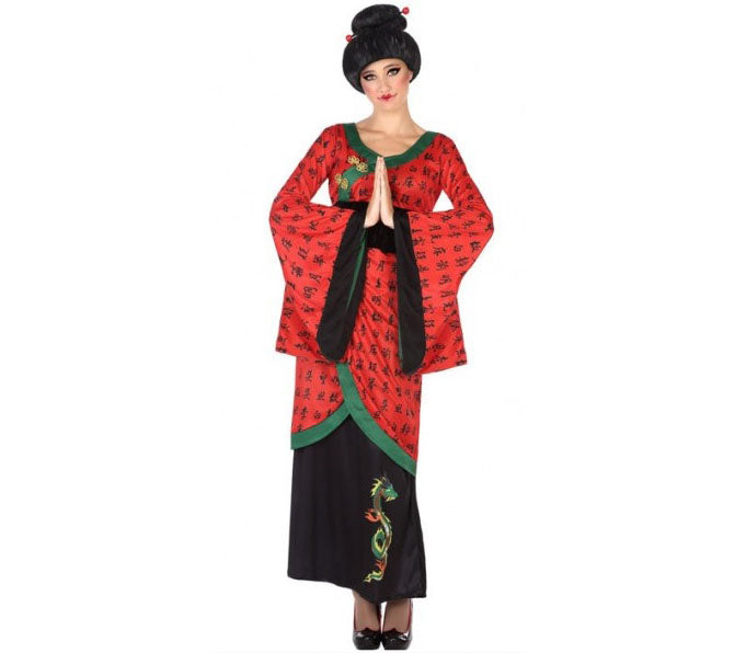 robe de chinoise noir & rouge avec motifs
