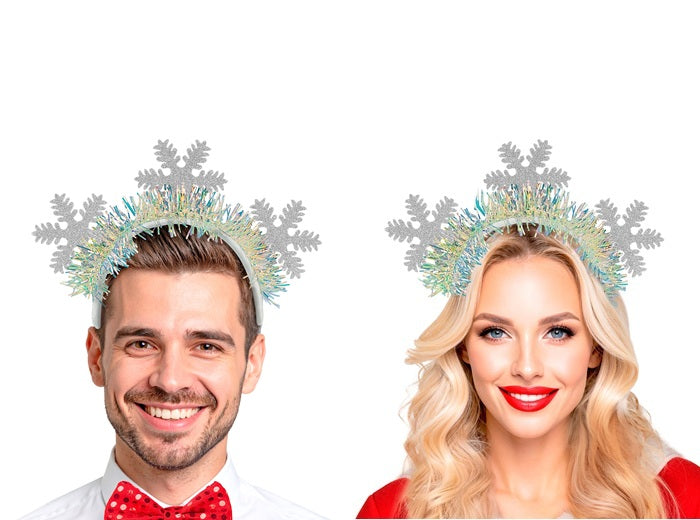 serre-tte flocons de neige avec paillettes argent