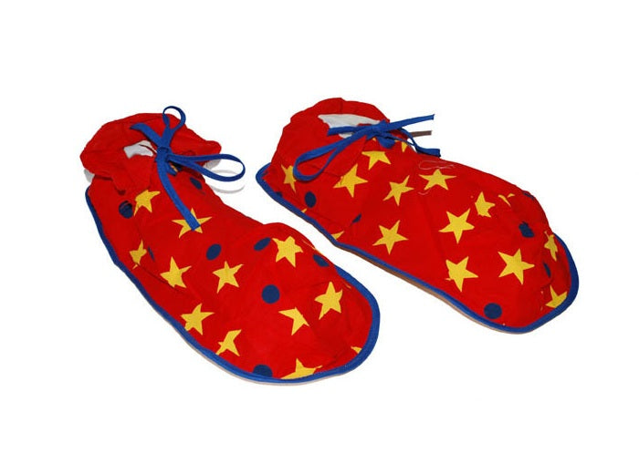 paire de chaussons clown rouge à étoiles