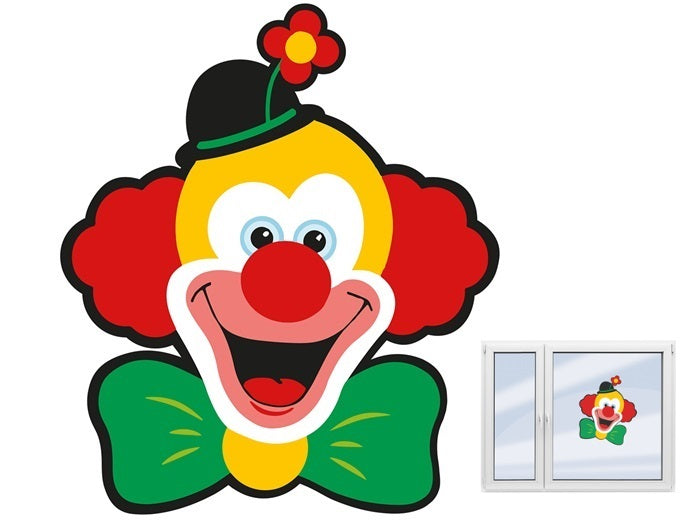 décoration fenêtre clown électrostatique 50x43cm