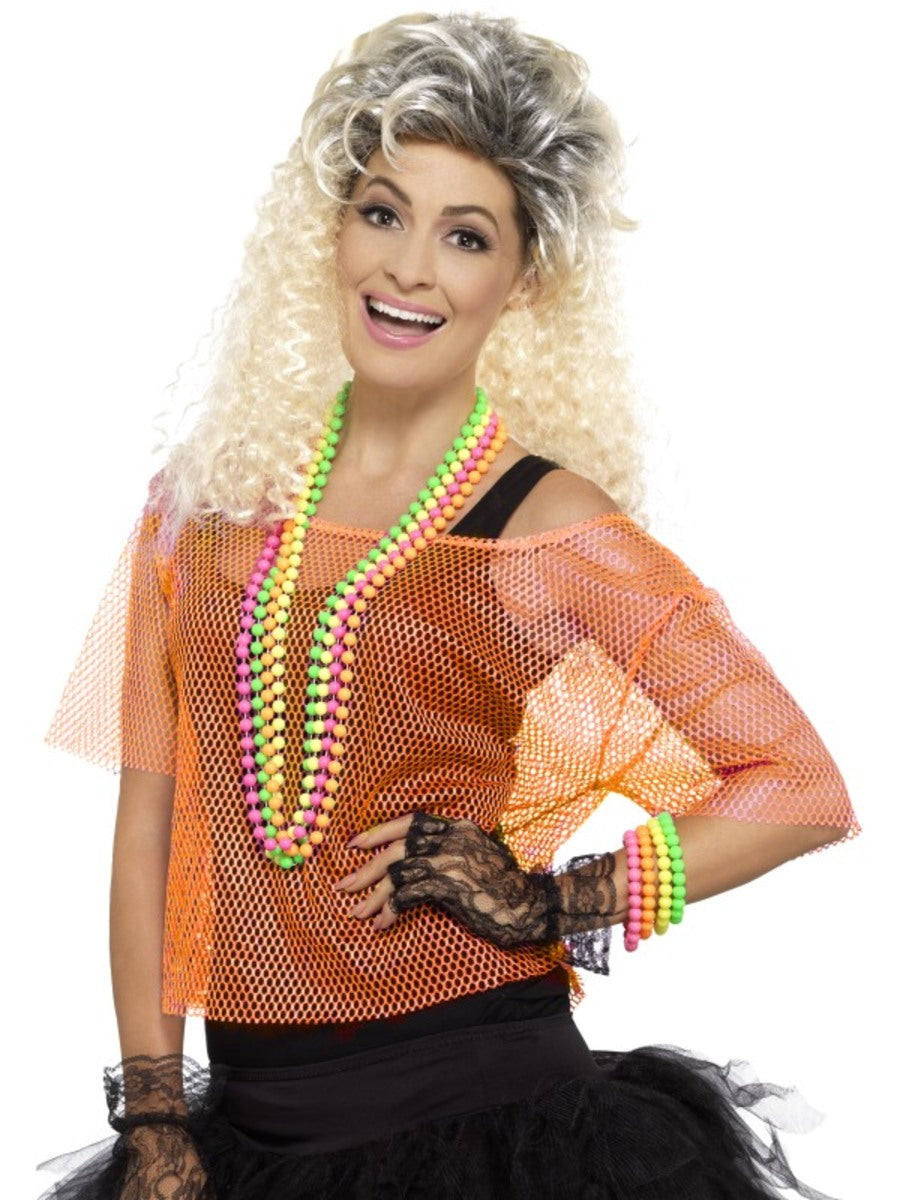 T-shirt résille orange fluo 80’s femme
