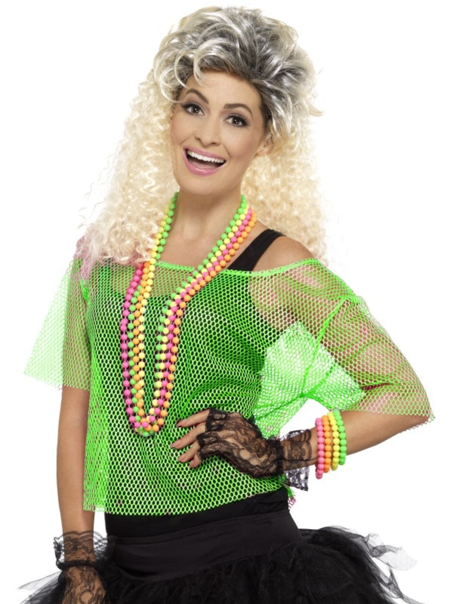 T-shirt résille vert fluo femme
