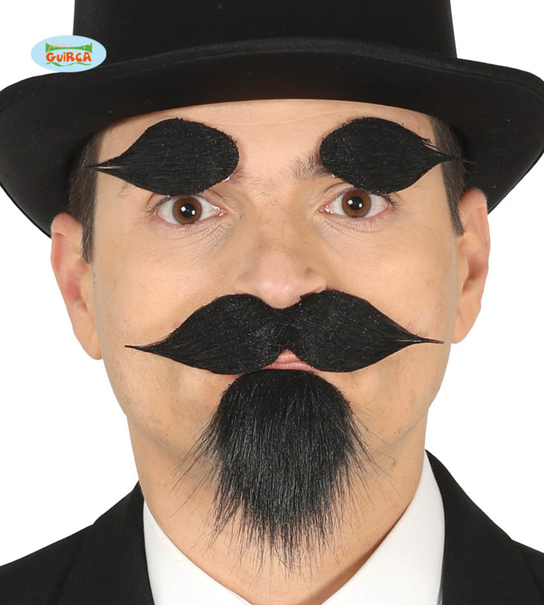 Bouc avec moustache et sourcils noirs adhésifs homme