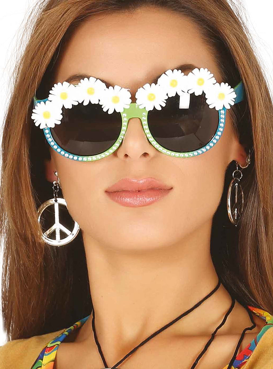 Lunettes vertes avec marguerites adulte