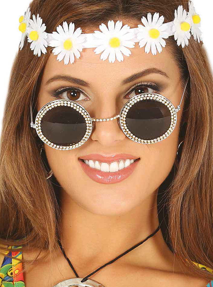 Lunettes hippies avec diamant femme