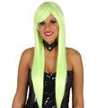 Perruque à frange verte fluo femme