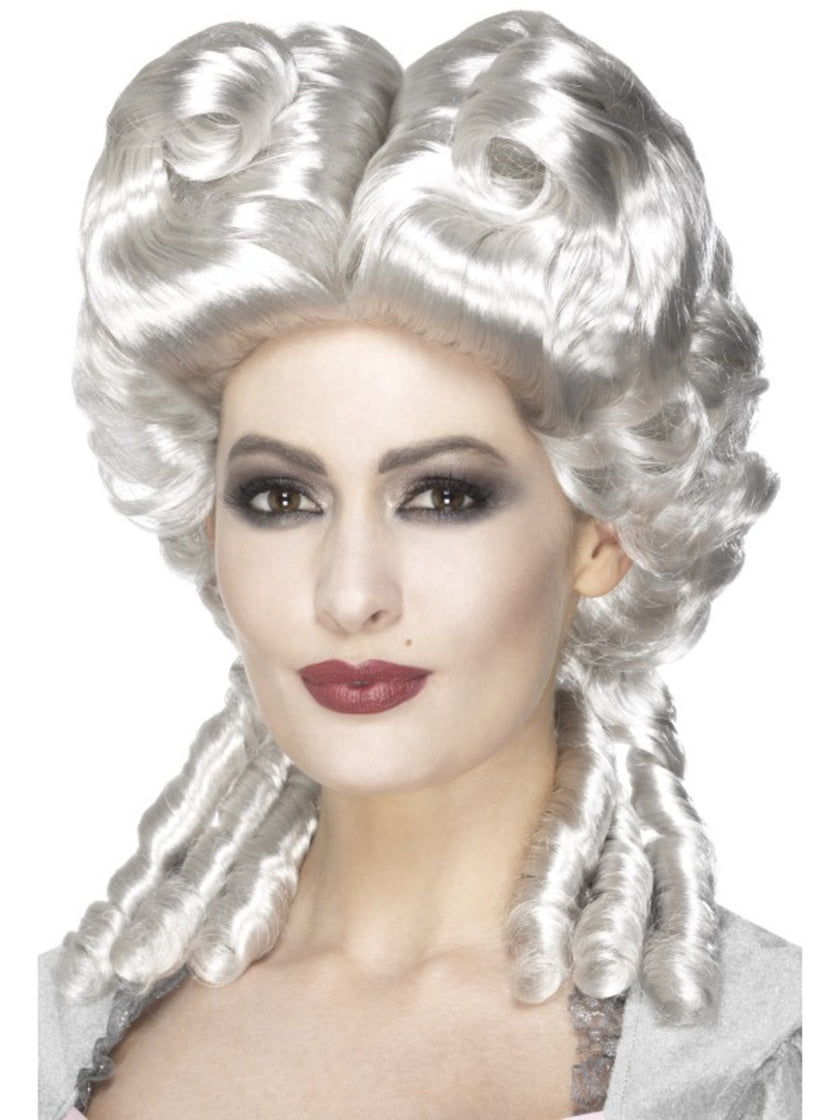 Perruque baroque couleur argentée femme