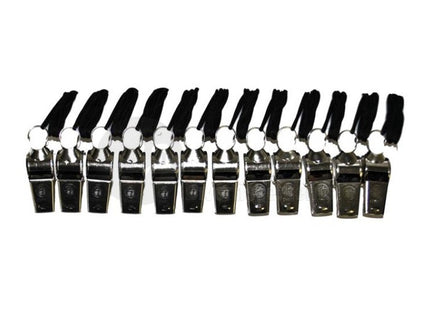 lot de 12 sifflets métal tour de cou