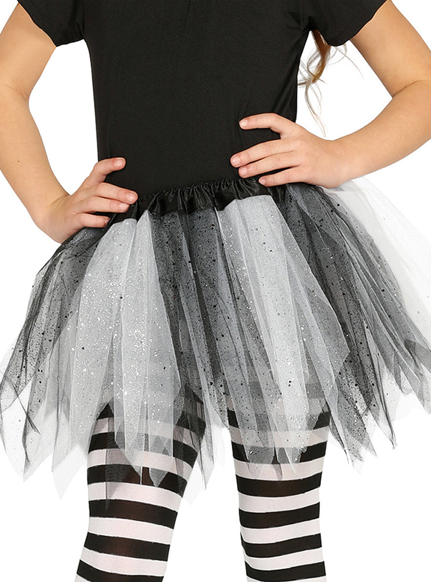 Tutu blanc et noir paillettes fille