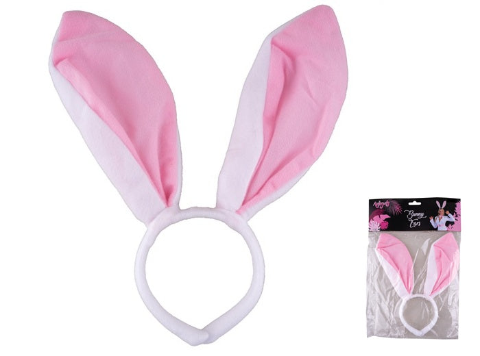 serre-tête oreilles de lapin rose géantes 32cm