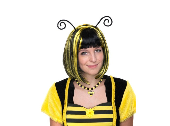 perruque d''abeille jaune noir avec antennes