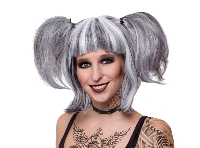 perruque manga gothique gris blanc adulte