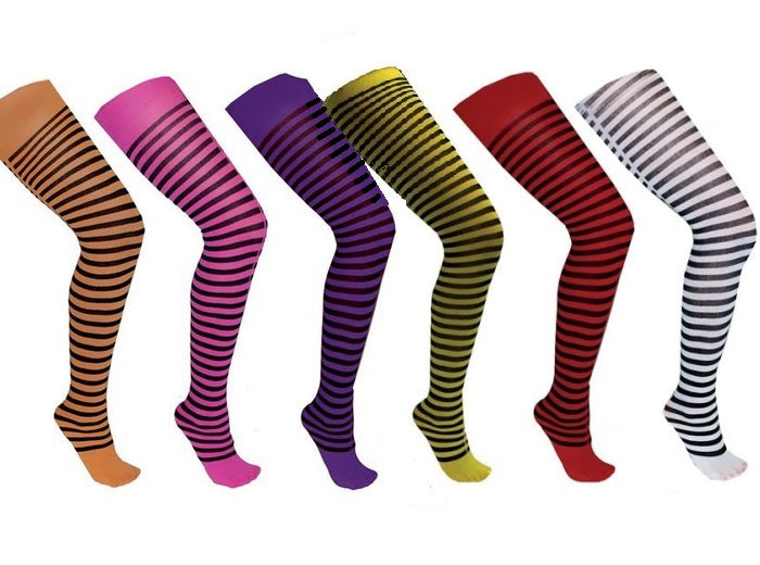 collant pour femme panty à rayures orange