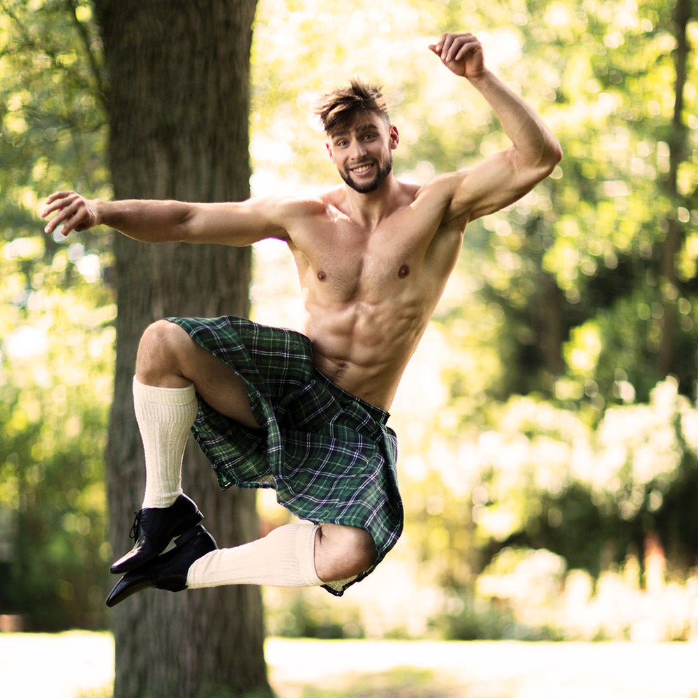 Jupe écossaise verte homme