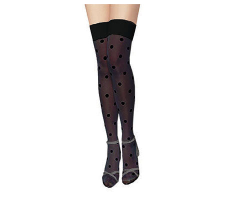 paire de bas pour femme noir à pois noir