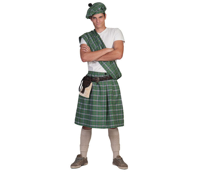 déguisement d'écossais homme vert 4pcs taille unique