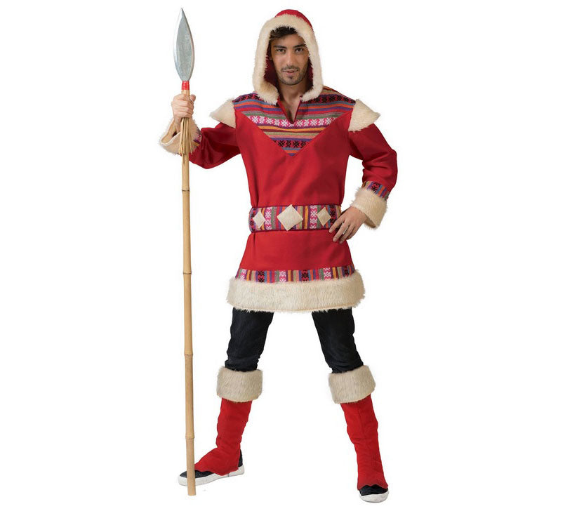 déguisement homme d'esquimau rouge