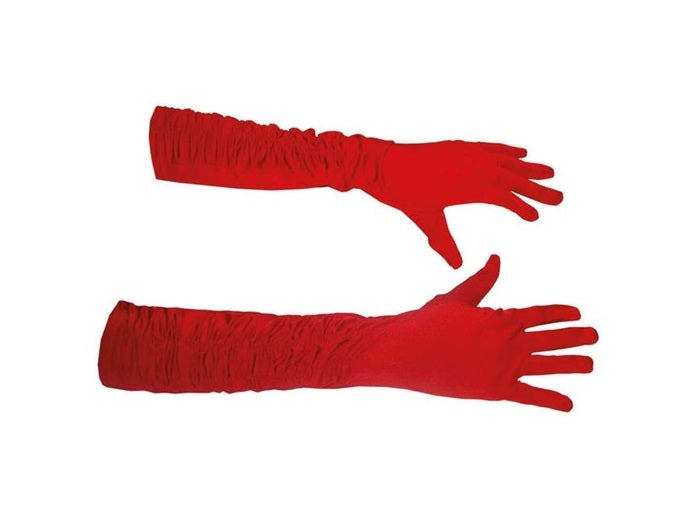 paire de gants plissés longs rouge 46cm