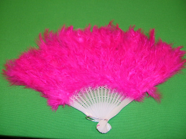 éventail plumes pink