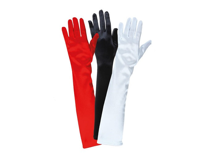 paire de gants longs satinés blanc 40cm