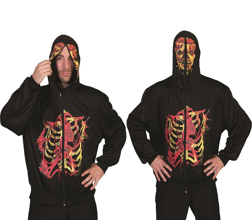 sweat avec cagoule squelette organes homme
