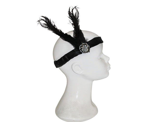 bandeau plume charleston noir