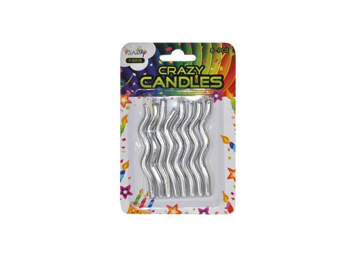 lot de 8 bougies crazy candles argent 8cm
