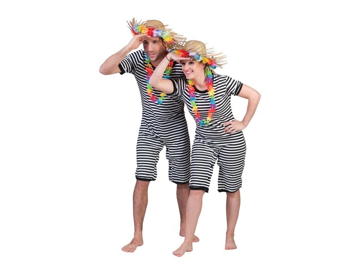 déguisement maillot de bain clown rayé noir adulte