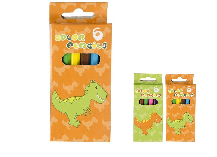 lot de 6 crayons de couleur dinosaure 8,5cm