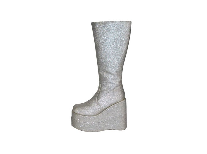 paire de bottes à paillettes haute argent pointure 38-39