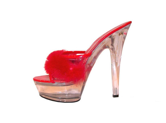 paire de chaussures à talon & moumoute rouge pointure 40-41