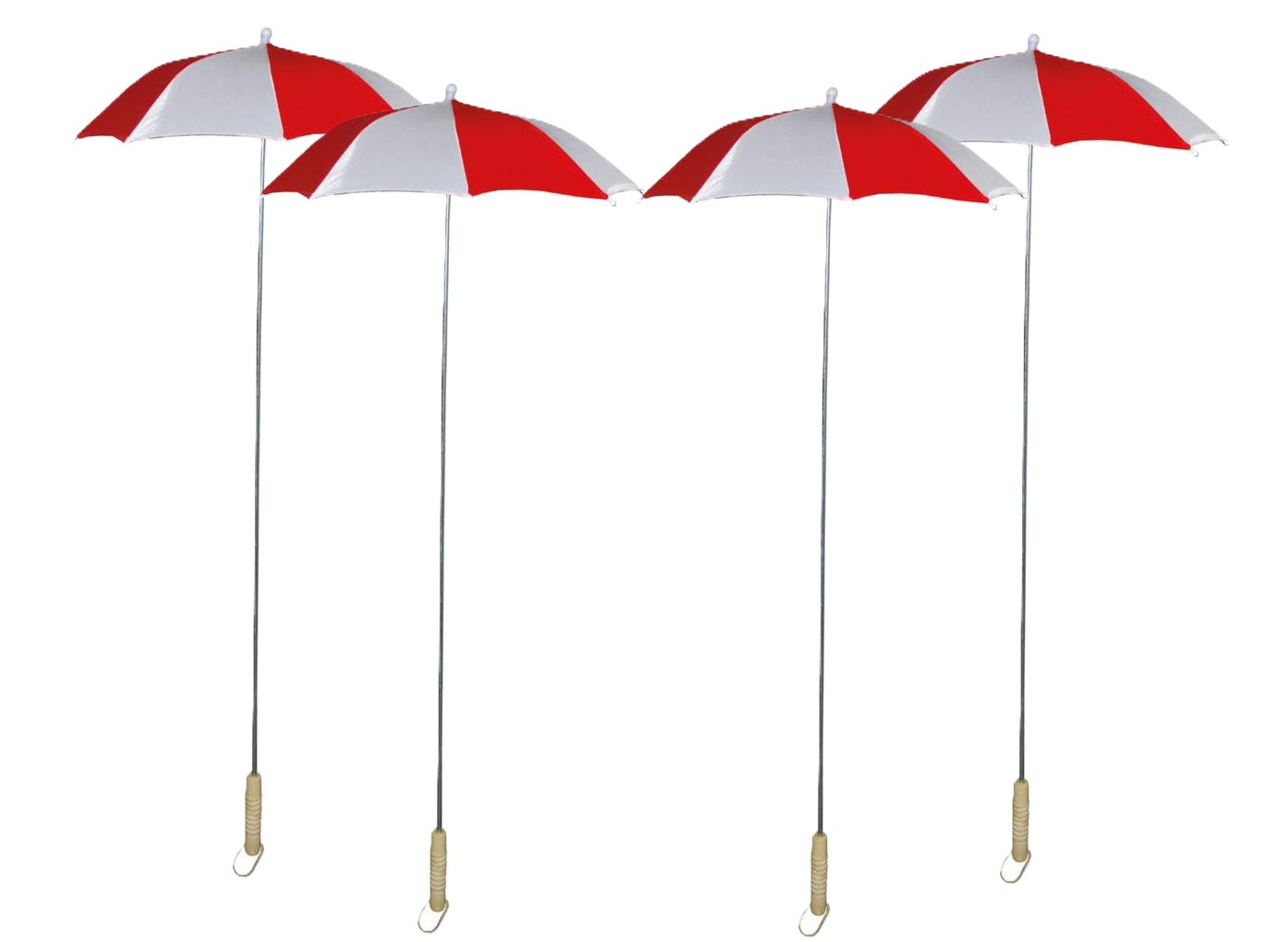 lot de 4 parapluies clown rouge & blanc 1.05m