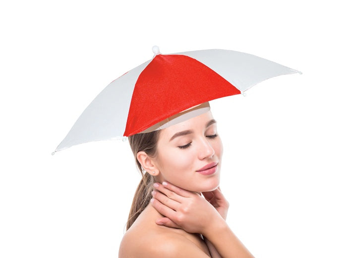 parapluie de tête rouge blanc 50cm