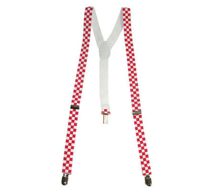 bretelles à damier rouge & blanc
