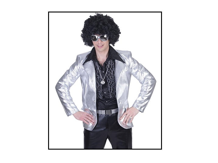 veste disco métallisée argent homme