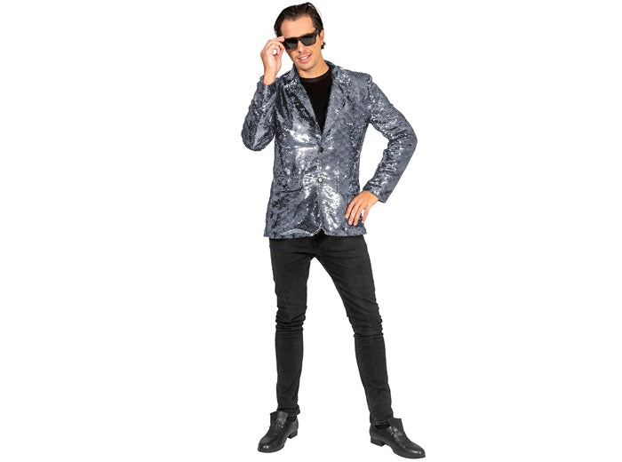 veste à sequins argent homme