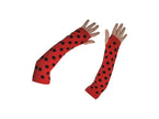 paire de mitaines coccinelle rouge et noir longues 40cm