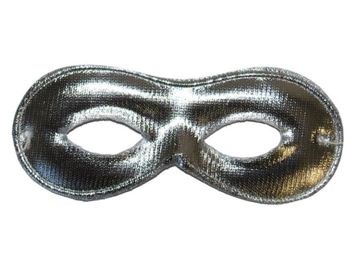 masque loup rond avec paillettes argent 16.5x7cm