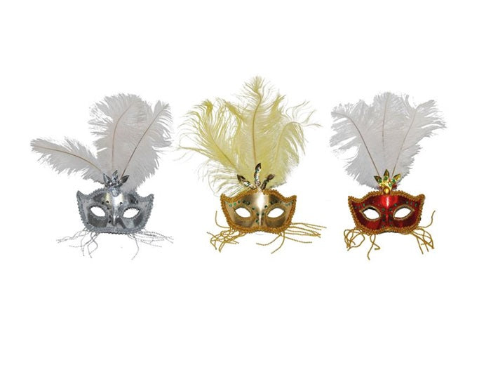 masque avec plumes et franges