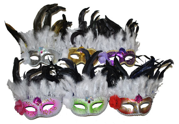 masque loup avec plumes