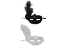 masque dentelles et plume noir