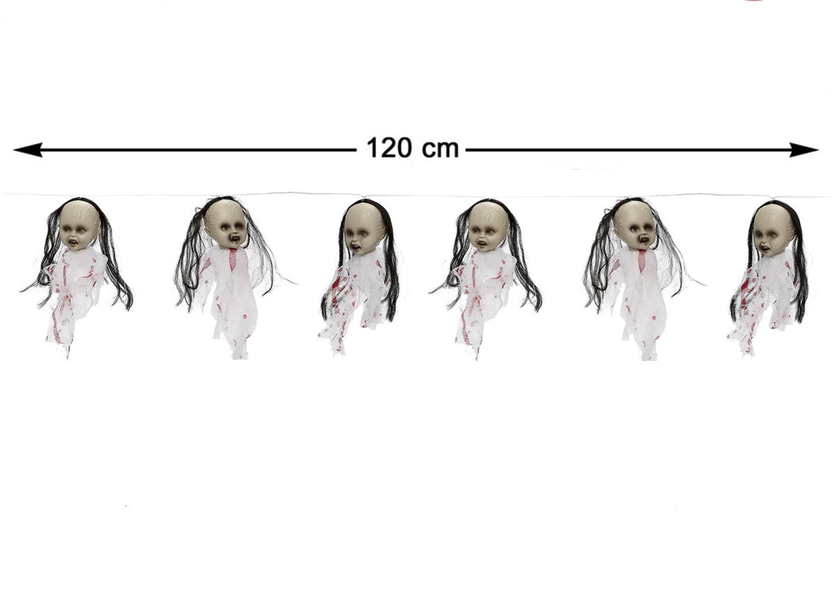 guirlande lumineuse led avec têtes bébés poupées zombies 1.2m
