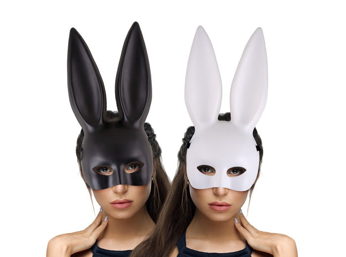 demi masque coque lapin blanc adulte